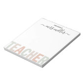 Teacher Script Name and Warm Neutral Pastel Colors Notizblock (Rotiert)