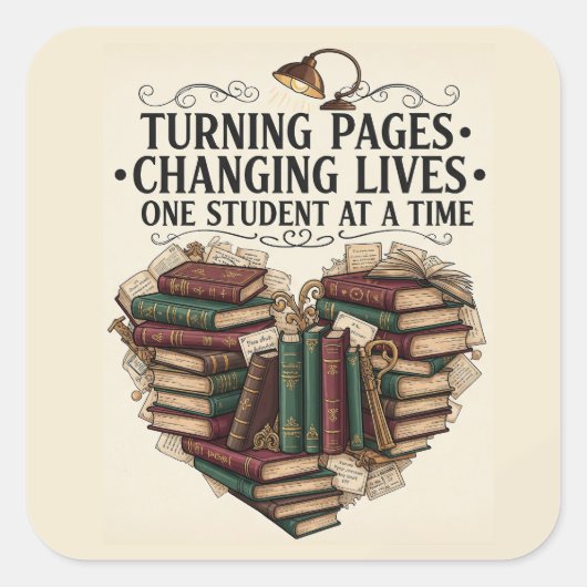 Teacher Sticker | Turning Pages Book Heart Quote (Vorderseite)