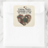 Teacher Sticker | Turning Pages Book Heart Quote (Tasche)