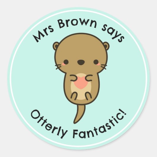Teacher Stickers Personalisiert Funny Otter Belohn (Vorderseite)