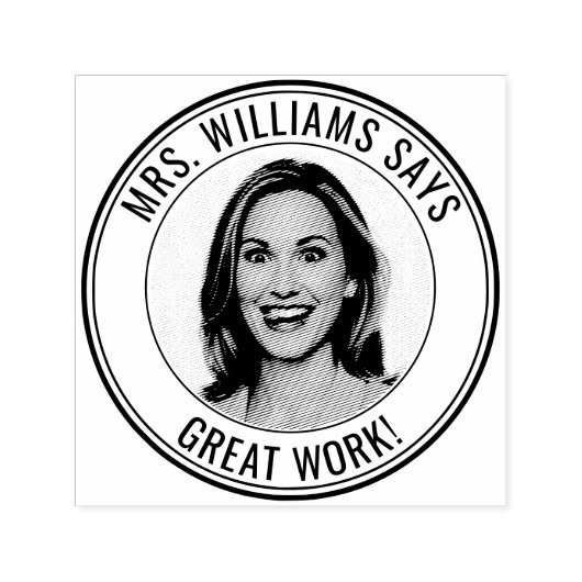 Teacher Student Custom Photo Great Work Permastempel (Design)