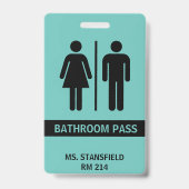 Teacher Student School Restroom Bathroom Pass Ausweis (Front)