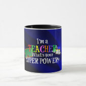 Teacher Super Power, farbenfrohe Banner Tasse (Zentrum)
