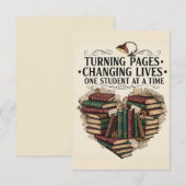 Teacher Thank You Card | Book Heart Flat Note Dankeskarte (Vorne/Hinten)
