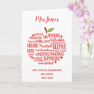 teacher thank you retirement word art apple karte