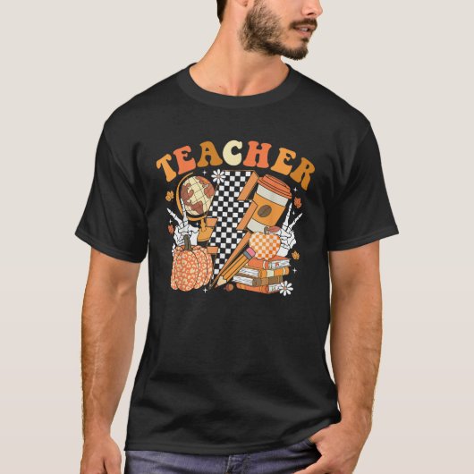 Teacher Thanksgiving Coffee Pumpkin Spice Hallowee T-Shirt (Vorderseite)