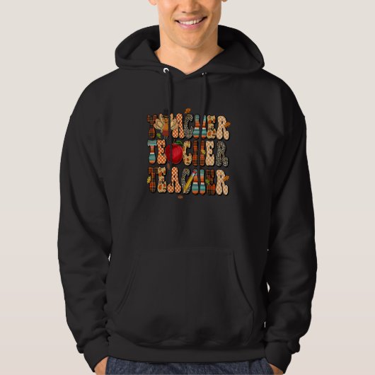 Teacher Thanksgiving Retro Fall Autumn Leopard App Hoodie (Vorderseite)