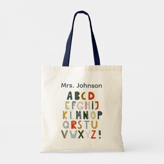Teacher Tote Bag Gift Alphabet Art Tragetasche (Rückseite)