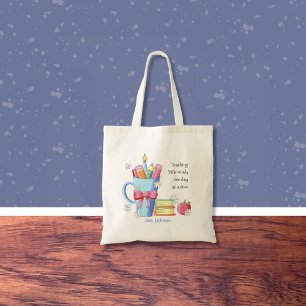 Teacher Tote Tasche mit Zitat über Aquarellkunst