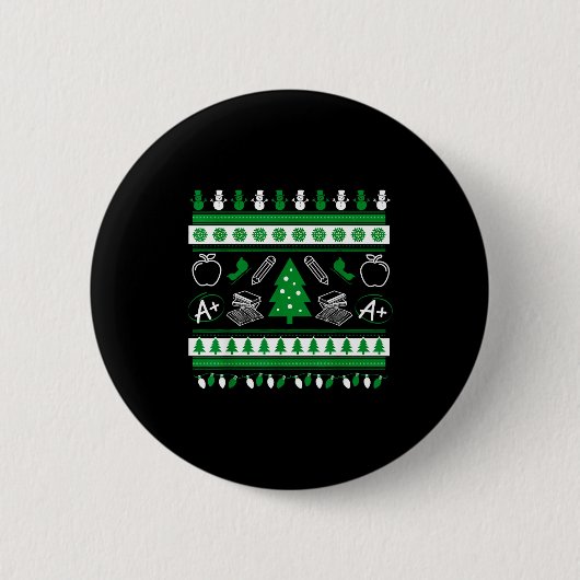 Teacher Ugly Christmas Sweater Instructor Elementa Button (Vorderseite)