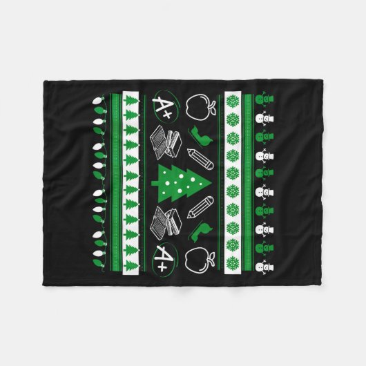 Teacher Ugly Christmas Sweater Instructor Elementa Fleecedecke (Vorderseite (Horizontal))