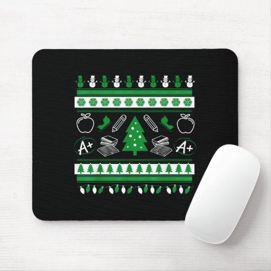 Teacher Ugly Christmas Sweater Instructor Elementa Mousepad (Mit Mouse)