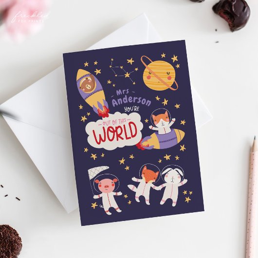 Teacher Valentine Card from Student | Cute Animals Karte