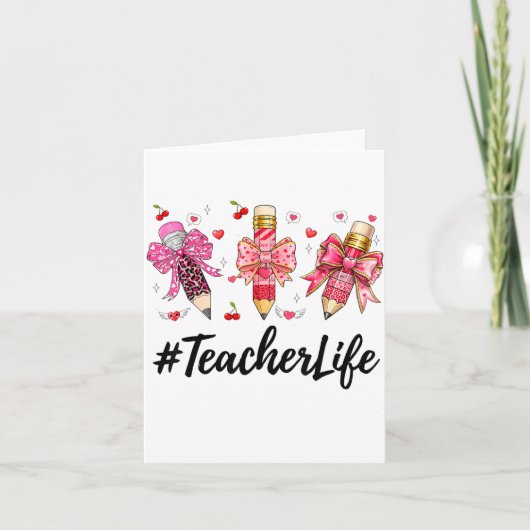 Teacher Valentine Coquette Bow Teacher Valentines Karte (Vorderseite)