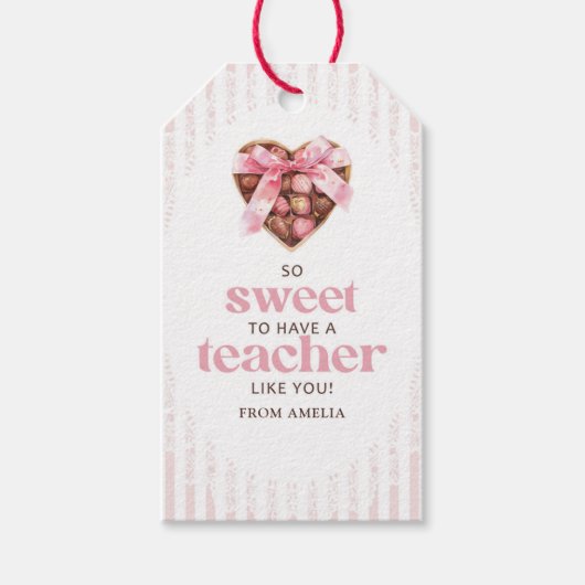 Teacher Valentine Gift Tag Sweet Chocolate Geschenkanhänger (Vorderseite)