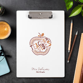 Teacher Vibes Boho Apple Appreciation Gift Klemmbrett