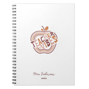 Teacher Vibes Boho Apple Personalized Appreciation Notizblock