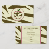 Teacher-Visitenkarte - braune Zebra-Druckapplikati Visitenkarte (Vorne/Hinten)