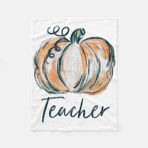 Teacher Watercolor Pumpkin Fall Erntedank Hallo Fleecedecke