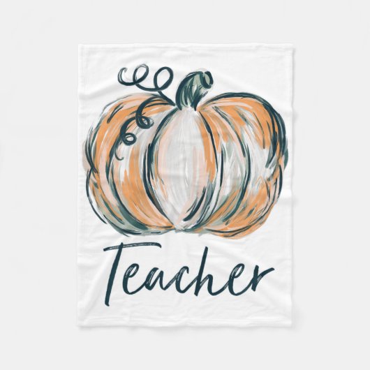 Teacher Watercolor Pumpkin Fall Erntedank Hallo Fleecedecke (Vorderseite)