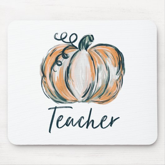 Teacher Watercolor Pumpkin Fall Erntedank Hallo Mousepad (Vorne)