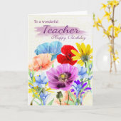 Teacher Watercolor Wilde Blume Geburtskarte Karte (Gelbe Blume)