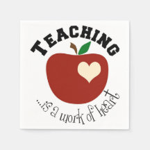 Teacher White Cocktail Paper Napkins