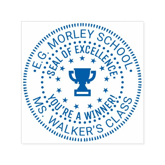 Teacher You’re a Winner, Trophy Seal of Excellence Permastempel (Design)