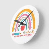 #Teacherlife Rainbow Personalisierte Klasse Runde Wanduhr (Winkel)