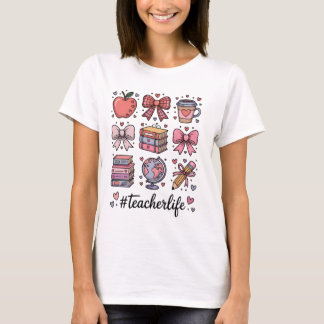 #TeacherLife Süße Rosa Koketten-Schleife Schulbeda T-Shirt