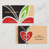 Teacher's Apple Heart Business Card-Peach Visitenkarte (Vorne/Hinten)