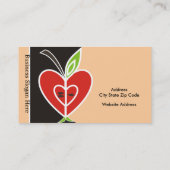 Teacher's Apple Heart Business Card-Peach Visitenkarte (Rückseite)