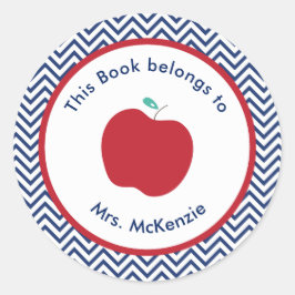 Teacher's Apple Personalisiert Buchzeichen Sticker