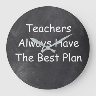 Teachers Best Plan Chalkboard Design Geschenk Idee Große Wanduhr