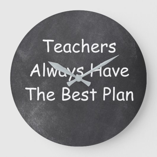 Teachers Best Plan Chalkboard Design Geschenk Idee Große Wanduhr (Vorderseite)