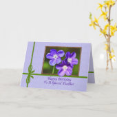 Teacher's Birthday Card with Purple Violas Karte (Gelbe Blume)
