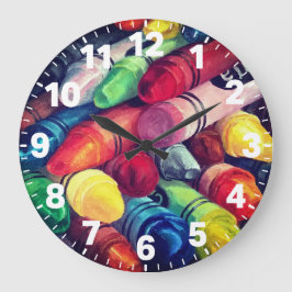 Teachers Color Our World Crayon Time Classroom Große Wanduhr