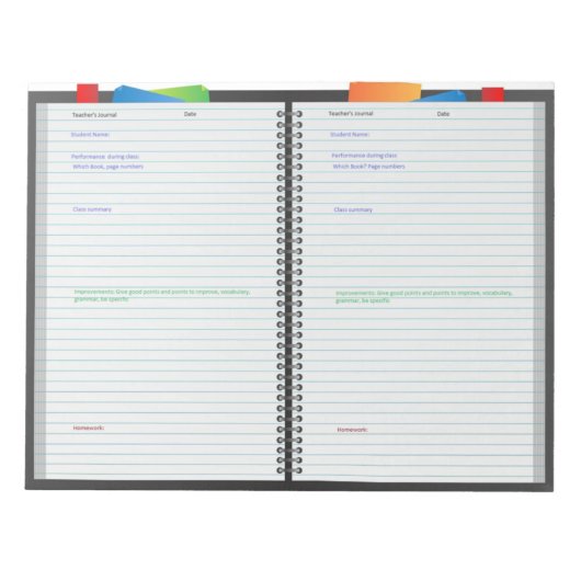 Teacher's Journal Pad zu verfolgen Online-Studente Notizblock (Vorderseite)