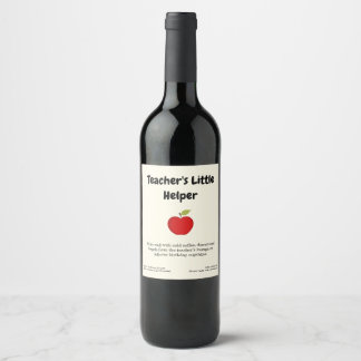 Teacher's Little Helper Joke Wine Label Weinetikett
