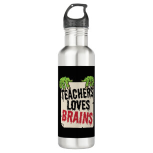 Teachers Loves Brains Funny Halloween Teacher Shir Edelstahlflasche