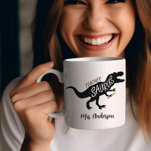 Teachersaurus Lustiger Lehrer Dinosaurier Name T R Kaffeetasse