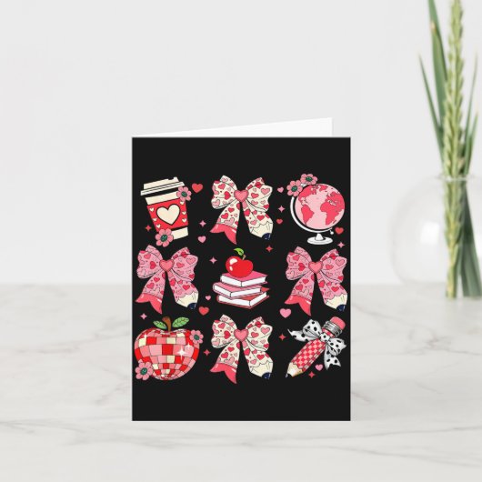 Teaching Is A Work Of Heart Pencil Bow Teacher Val Karte (Vorderseite)