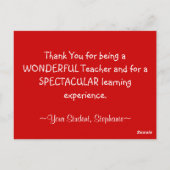 Teaching is a Work of Heart Postcard Postkarte (Rückseite)