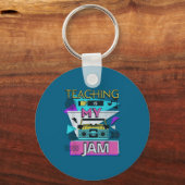 Teaching Is My Jam Funny Retro Teacher Back To Sch Schlüsselanhänger (Vorderseite)