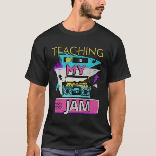 Teaching Is My Jam Funny Retro Teacher Back To Sch T-Shirt (Vorderseite)