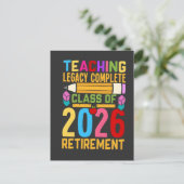 Teaching Legacy Complete Class of 2026 Retirement  Postkarte (Stehend Vorderseite)