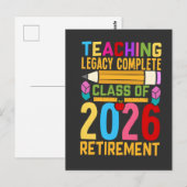Teaching Legacy Complete Class of 2026 Retirement  Postkarte (Vorne/Hinten)
