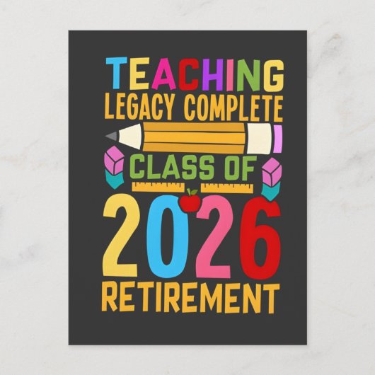 Teaching Legacy Complete Class of 2026 Retirement  Postkarte (Vorderseite)