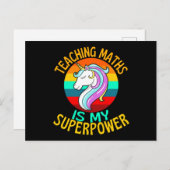 Teaching Maths Is My Superpower Unicorn Postkarte (Vorne/Hinten)