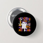 Teaching My Boos Ghost Teacher Cute Pencil Hallowe Button (Vorne & Hinten)